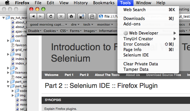Firefox Selenium IDE Navigation